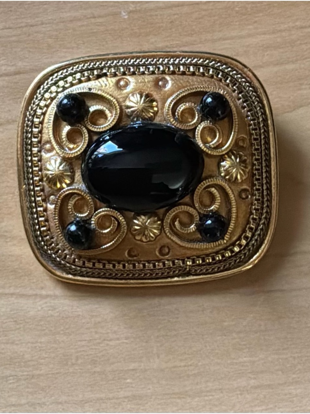 Gold and Onyx 90’s Pin - Collectable Michal GOLAN